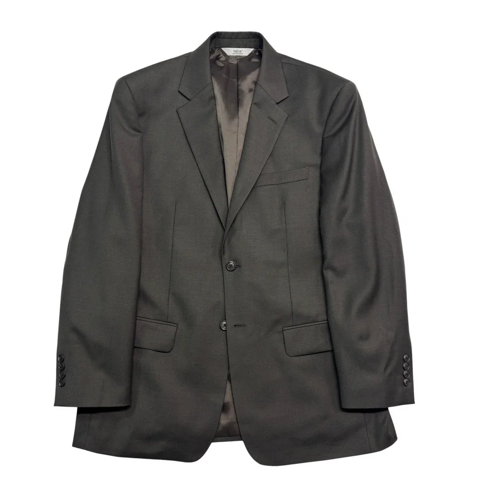 Versini 42R 36x30 Olive Green 2pc Pant Suit Pleated High Waisted 100% Wool Cuff